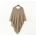 Latest Design Ladies Fancy Tassels Sweater Ponchos and Capes Shawls